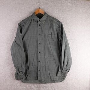 APC Rue Madame Paris Mens Grey Micro Check Button Down Shirt Large L Long Sleeve